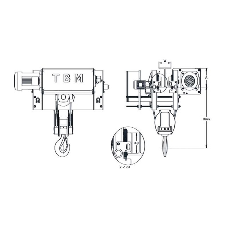 SHA7 로우 헤드룸 와이어 로프 호이스트